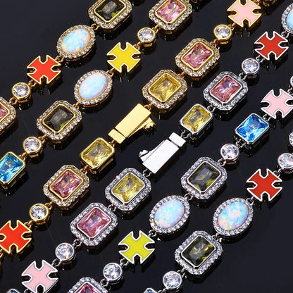 Custom New Opal & Zircon Fusion Necklace | Elite Rapper Iced Out Chain | Caratix - CaratixJewelry