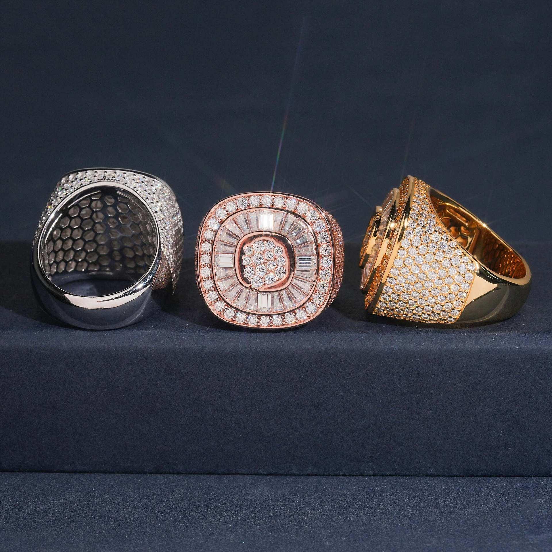 Step-Cut Moissanite Men’s Ring | S925 Silver Cool Luxury Hip Hop Jewelry - CaratixJewelry