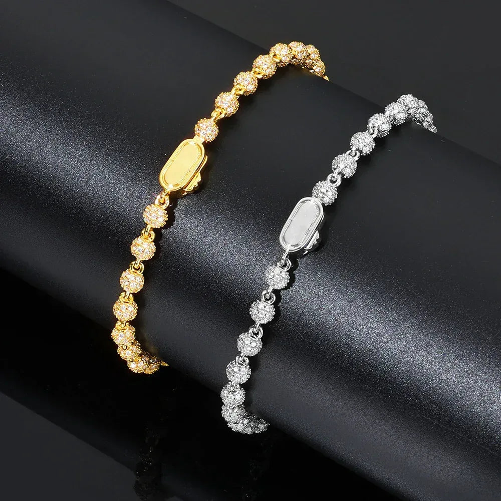 Custom 4mm Fully Iced-Out Round Bead Bracelet | Versatile Rapper Iced Out Chain | Caratix - CaratixJewelry