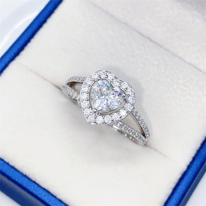 Romantic 1 Carat Heart Shaped Moissanite Ring | S925 Silver D VVS1 Solitaire | Caratix
