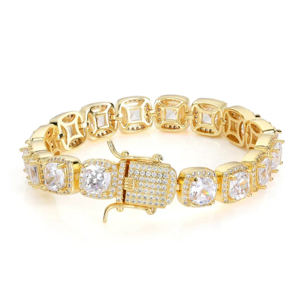 10mm Square Tennis Chain Bracelet with Micro-Paved Square Zircon for Men | Caratix Jewelry - CaratixJewelry