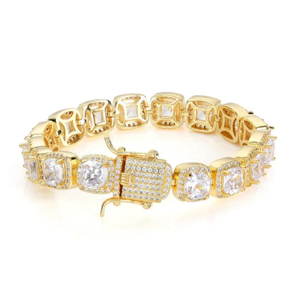 10mm Square Tennis Chain Bracelet with Micro-Paved Square Zircon for Men | Caratix Jewelry - CaratixJewelry