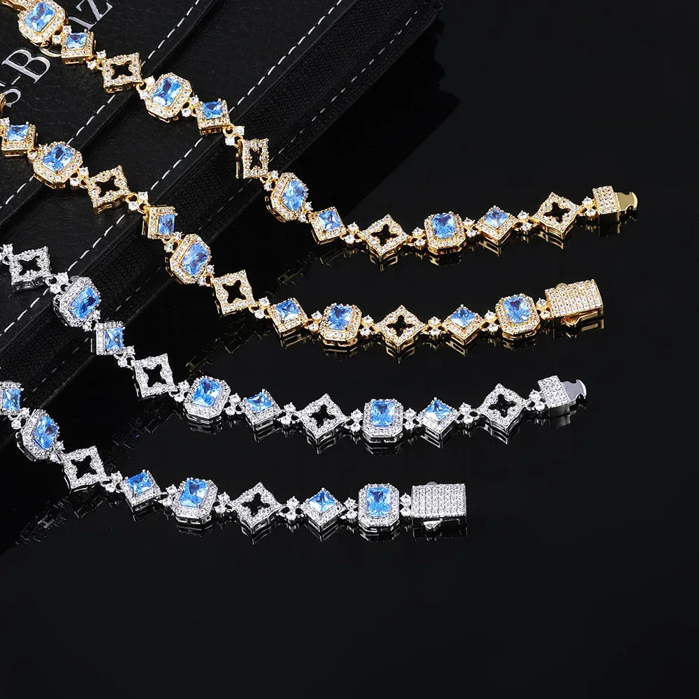 11mm Geometric Blue Zircon Hip Hop Jewelry Necklace for Men | Caratix Jewelry - CaratixJewelry