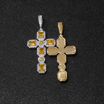 Iced Sugar Cut Cross Pendant Necklace Zircon for Men | Caratix Jewelry - CaratixJewelry