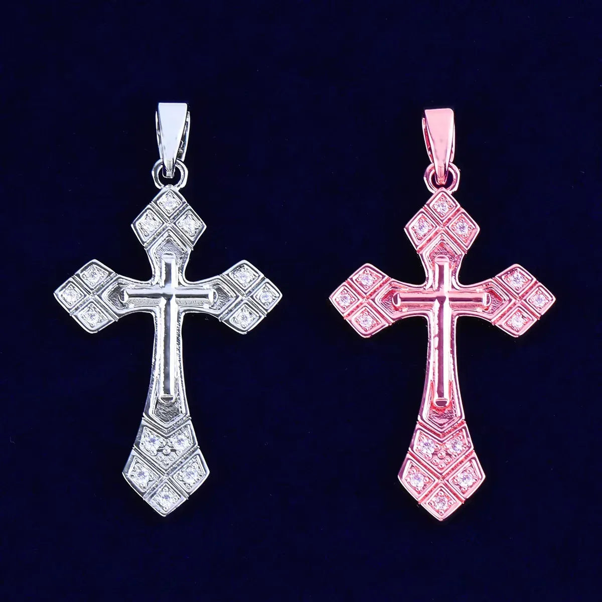 Iced Out Arrowhead Cross Pendant | Women's Sharp Pointed Necklace | Edgy Geometric Faith Jewelry | Premium Copper CZ Warrior Charm | Caratix - CaratixJewelry