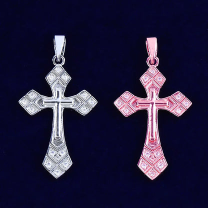 Iced Out Arrowhead Cross Pendant | Women's Sharp Pointed Necklace | Edgy Geometric Faith Jewelry | Premium Copper CZ Warrior Charm | Caratix - CaratixJewelry