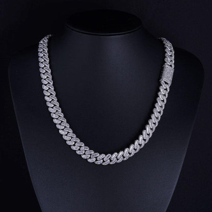 12mm Moissanite Cuban Link Chain for Men – S925 Sterling Silver Luxury Hip Hop Necklace - CaratixJewelry