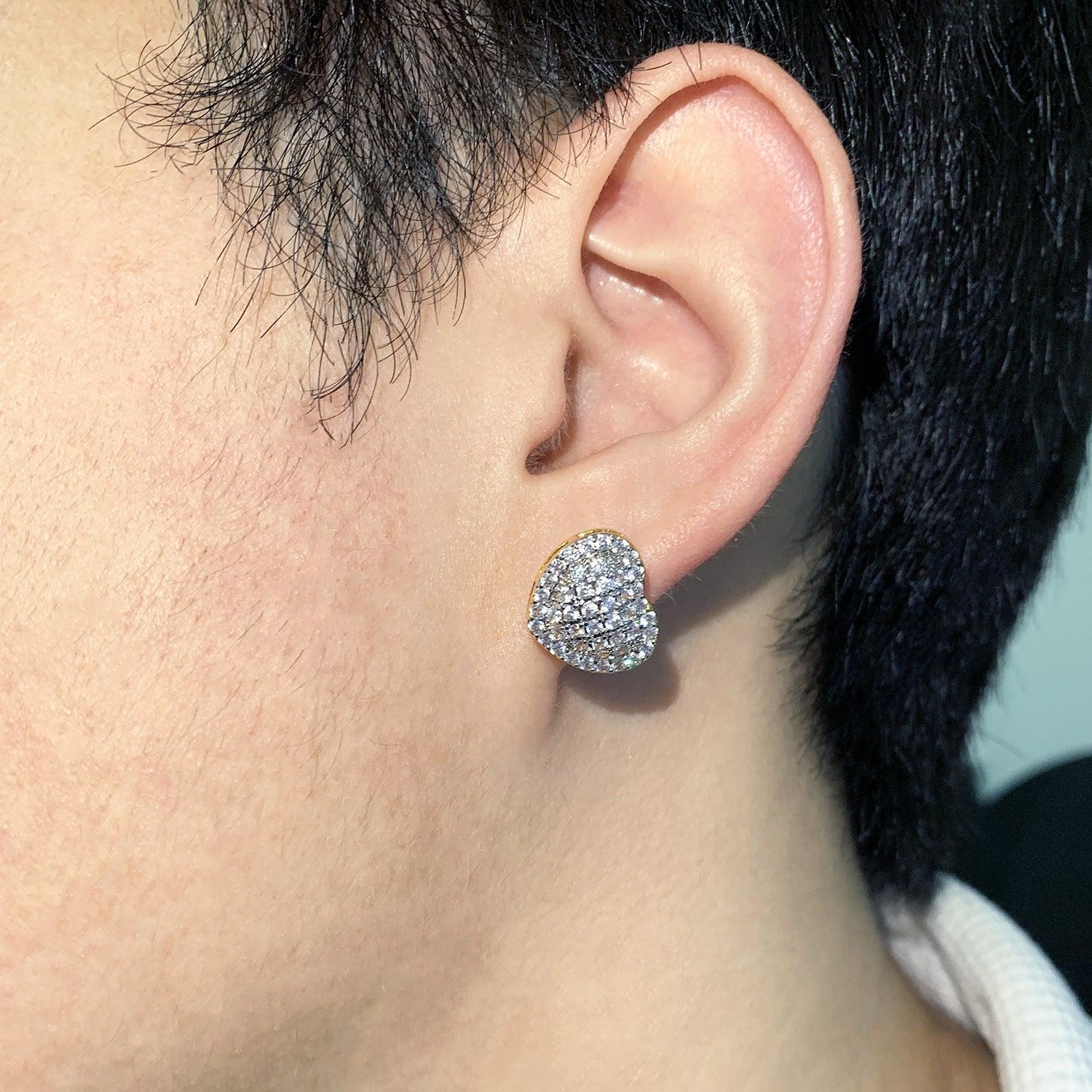 Heart Shaped Zircon Stud Earrings | Trendy & Fashionable Hip Hop Jewelry | Caratix Jewelry - CaratixJewelry