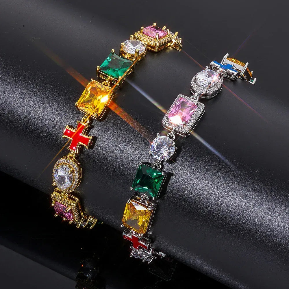 10mm Cross Color Zircon Hip Hop Necklace Rapper Iced Out Chain Style | Caratix Jewelry - CaratixJewelry