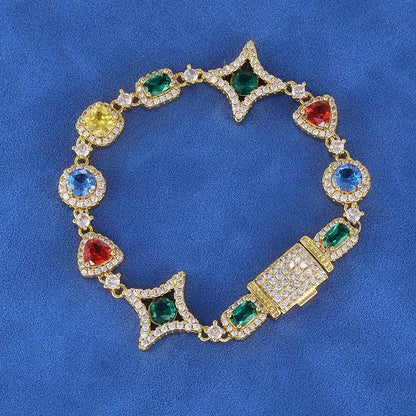 Geometric Colored Gemstone Zircon Necklace Hip Hop Jewelry for Men & Women | Caratix Jewelry - CaratixJewelry