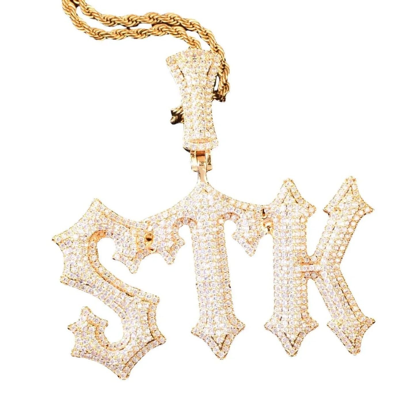 Spiked Iced Out Letter Pendant | CZ Hip Hop DIY Custom Initial Necklace - CaratixJewelry