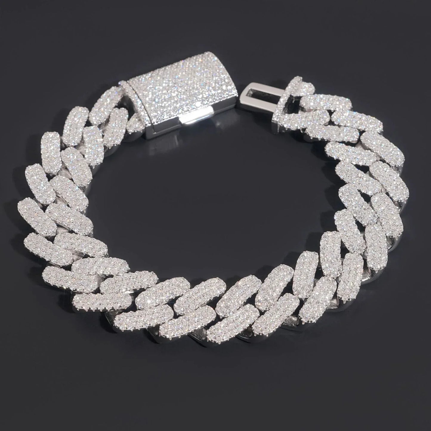 S925 Silver Moissanite Cuban Link Bracelet | Hip Hop Jewelry - CaratixJewelry