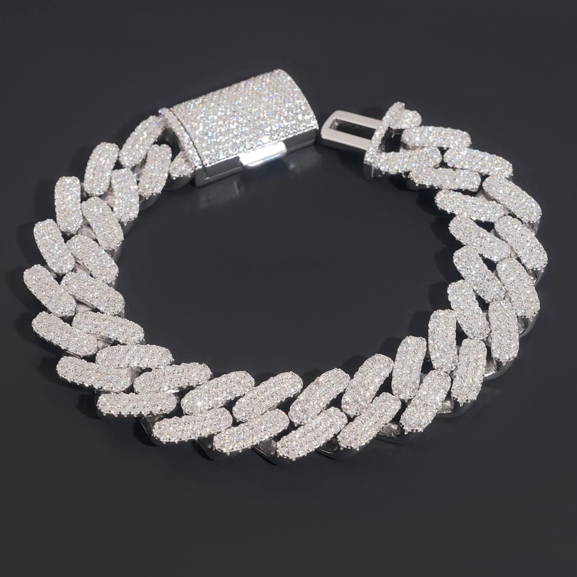 S925 Silver Moissanite Cuban Link Bracelet | Hip Hop Jewelry - CaratixJewelry