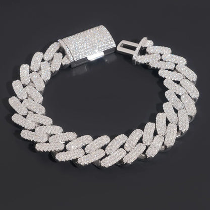S925 Silver Moissanite Cuban Link Bracelet | Hip Hop Jewelry - CaratixJewelry