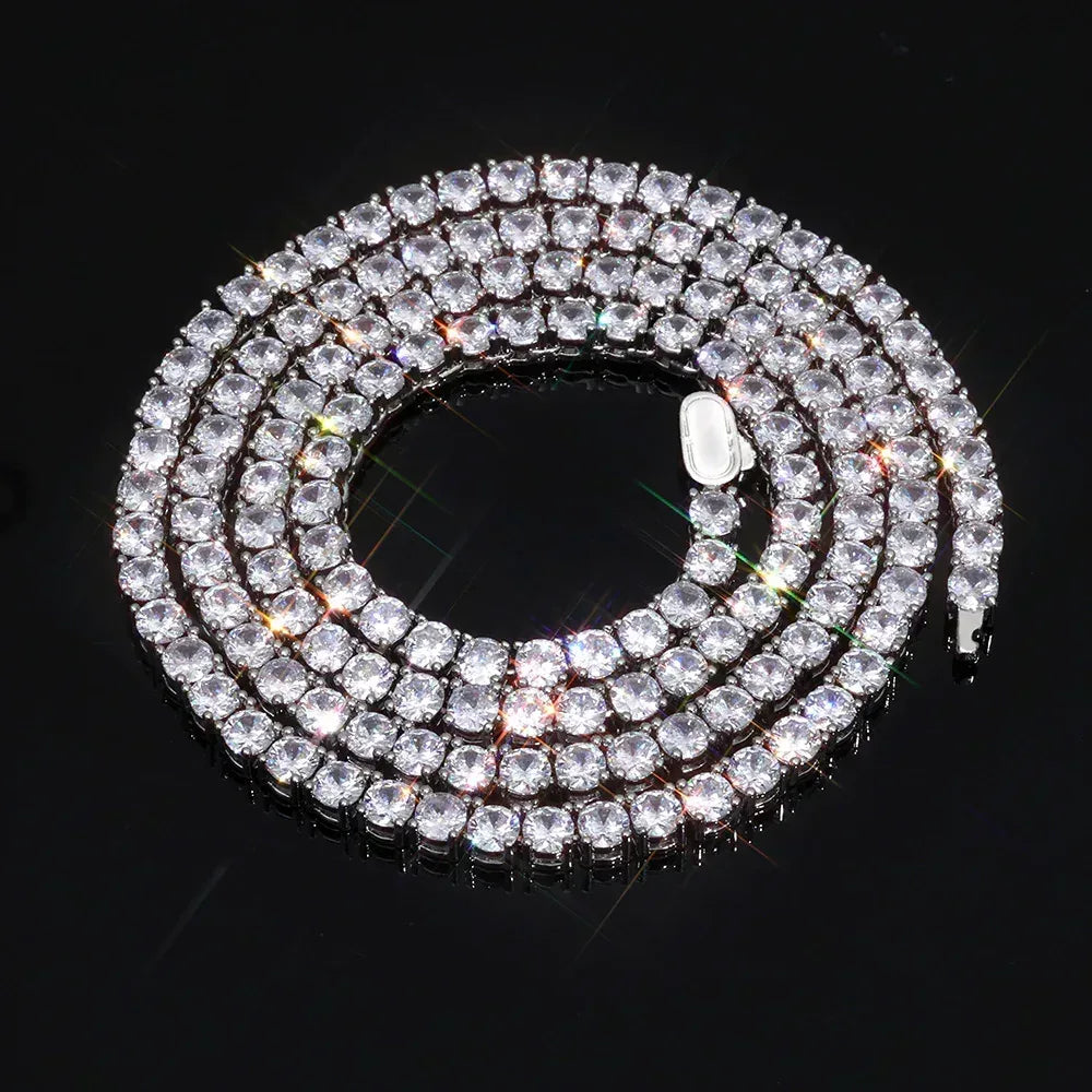 Single-Row Moissanite Tennis Chain Necklace for Women – S925 Sterling Silver Luxury Hip Hop Jewelry - CaratixJewelry