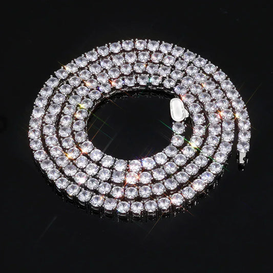 Single-Row Moissanite Tennis Chain Necklace for Women – S925 Sterling Silver Luxury Hip Hop Jewelry - CaratixJewelry