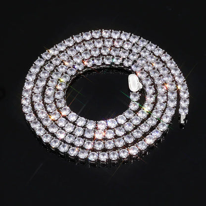 Zircon Tennis Chain Necklace Spring Clasp for Men & Women | Caratix Jewelry - CaratixJewelry