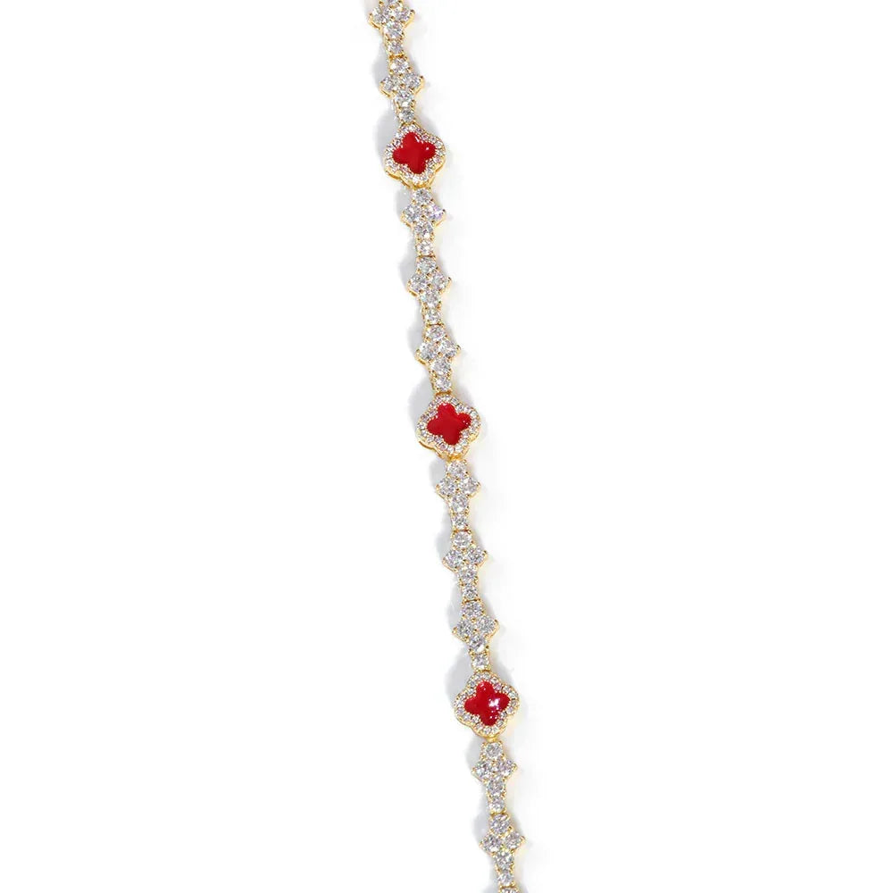 6.5mm Men's Airplane & Clover Tennis Bracelet | Iced Out Zircon Handpiece | Premium Hip Hop Jewelry | Caratix - CaratixJewelry