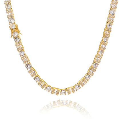Mixed-Cut Moissanite Tennis Chain – S925 Sterling Silver Luxury Hip Hop Necklace - CaratixJewelry