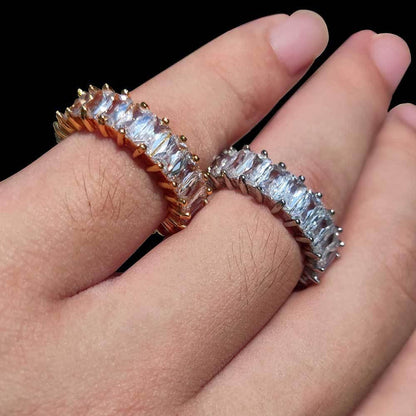 6mm Single-Row T-Shaped Zircon Ring with 18K Gold Plating for Men and Women | Trendy Hip Hop Jewelry | Caratix Jewelry - CaratixJewelry