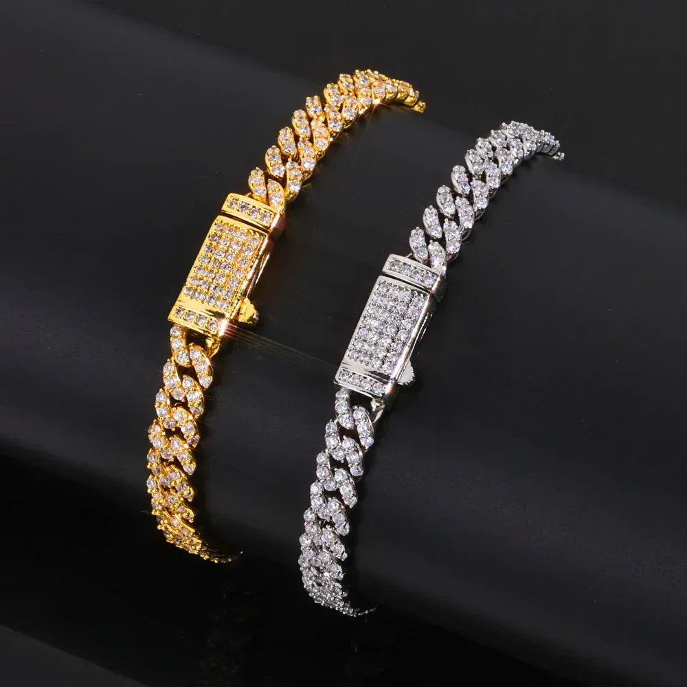 Custom 6mm Single-Row Iced Cuban Bracelet | Rapper Iced Out Chain - CaratixJewelry
