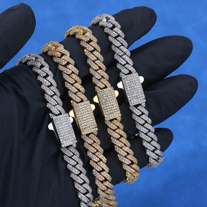 8mm Double-Row Moissanite Cuban Link Chain for Men – S925 Sterling Silver Custom Luxury Hip Hop Necklace - CaratixJewelry