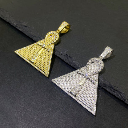 S925 Sterling Silver Moissanite Pyramid Pendant | Iced Out Egyptian Charm | Caratix