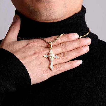 Men's Gothic Reaper Necklace | Premium Copper CZ Biker & Hip Hop Jewelry - CaratixJewelry
