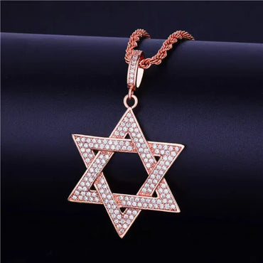 Men's Six-Pointed Star Necklace | Premium Copper CZ Geometric Jewelry Caratix - CaratixJewelry