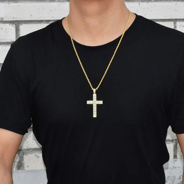Iced Out Hollow Cross Pendant | Men's Openwork Frame Necklace | Premium Copper CZ Structural Jewelry | 3D Skeleton Bling | Caratix - CaratixJewelry