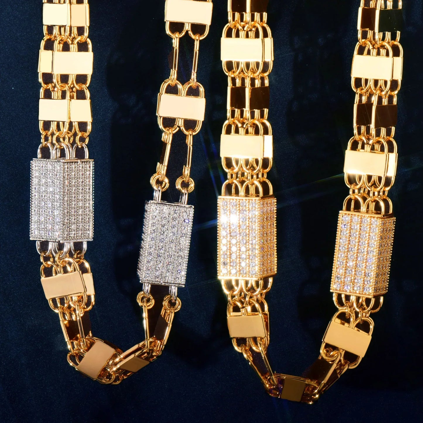 Square Box Chain Necklace with Copper & Zircon | Trendy Hip Hop Jewelry | Multiple Sizes | Caratix Jewelry - CaratixJewelry