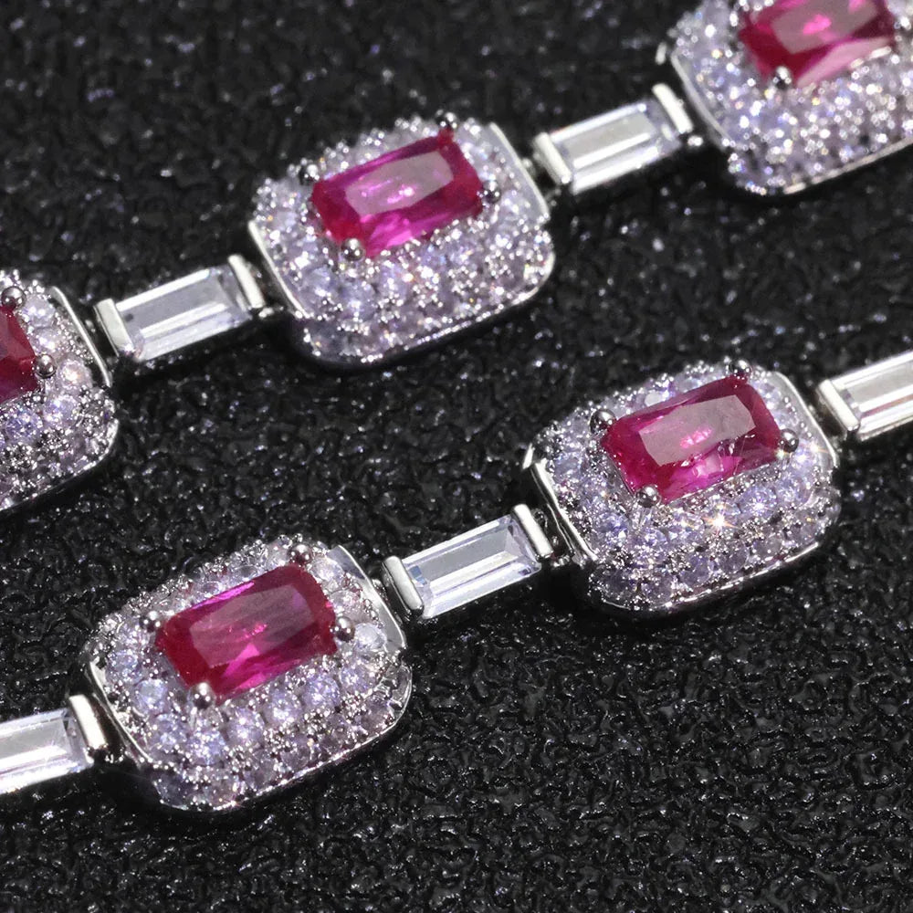 Colorful Gemstone Zircon Necklace Iced Out Jewelry | Caratix Jewelry - CaratixJewelry