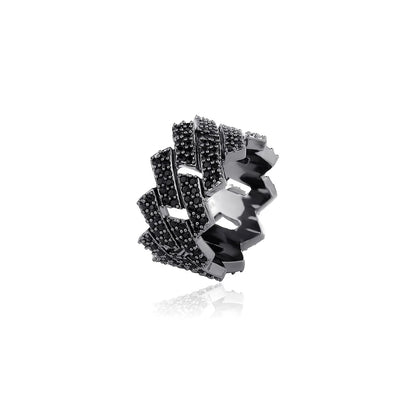 14mm Men's Iced Out Cuban Ring | Heavyweight Rapper Pave Band | Caratix