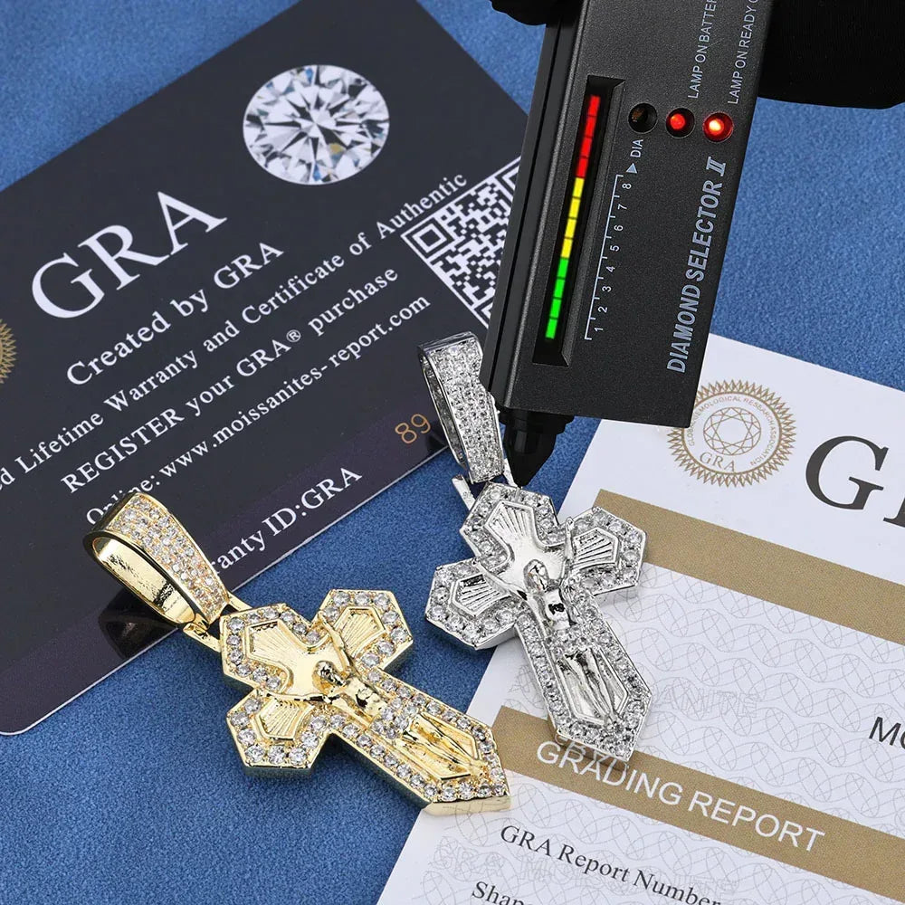 Custom Retro Cross Pendant S925 Silver Iced Out Chain for Rapper - CaratixJewelry