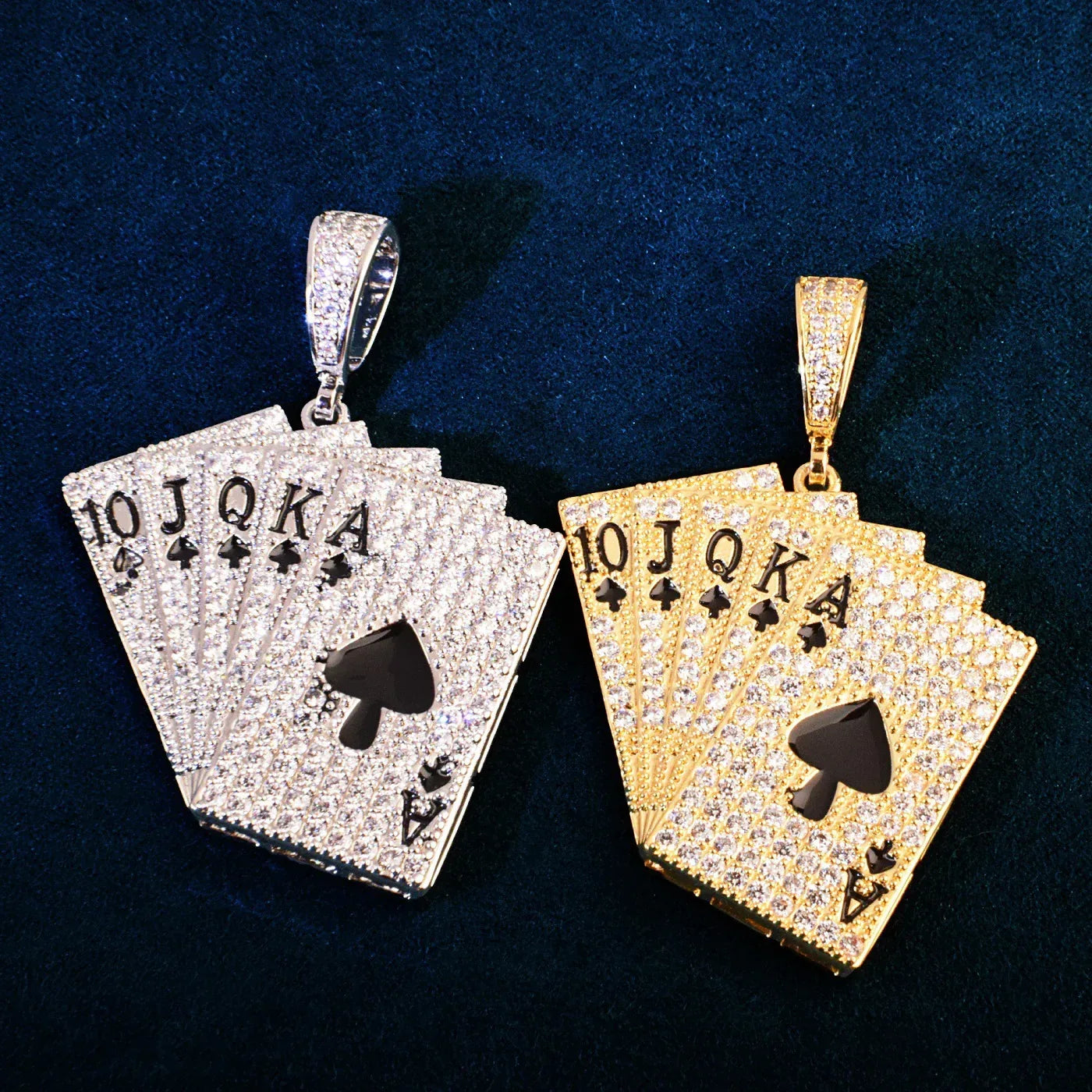 Iced Out Ace of Spades Pendant Necklace – Hip Hop CZ Playing Card Jewelry for Men - CaratixJewelry