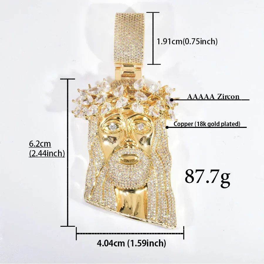 Iced Out Jesus Pendant Necklace – Hip Hop CZ Teardrop Halo Vintage-Style Jewelry - CaratixJewelry