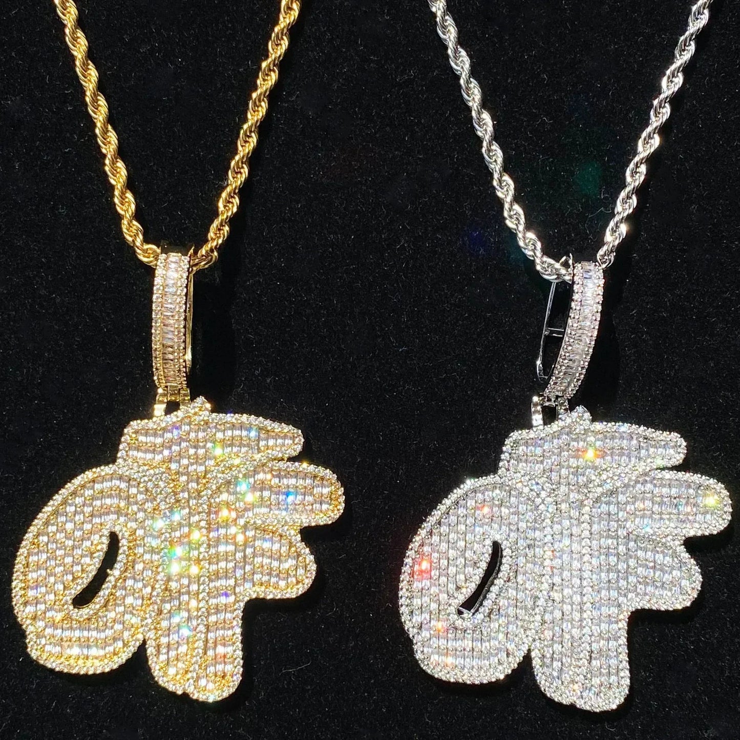 Iced Out "OTF" Letter Pendant for Women | Ladies Real Copper CZ Necklace - CaratixJewelry