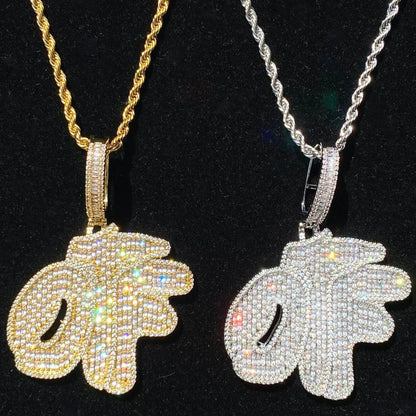 Iced Out "OTF" Letter Pendant for Women | Ladies Real Copper CZ Necklace - CaratixJewelry