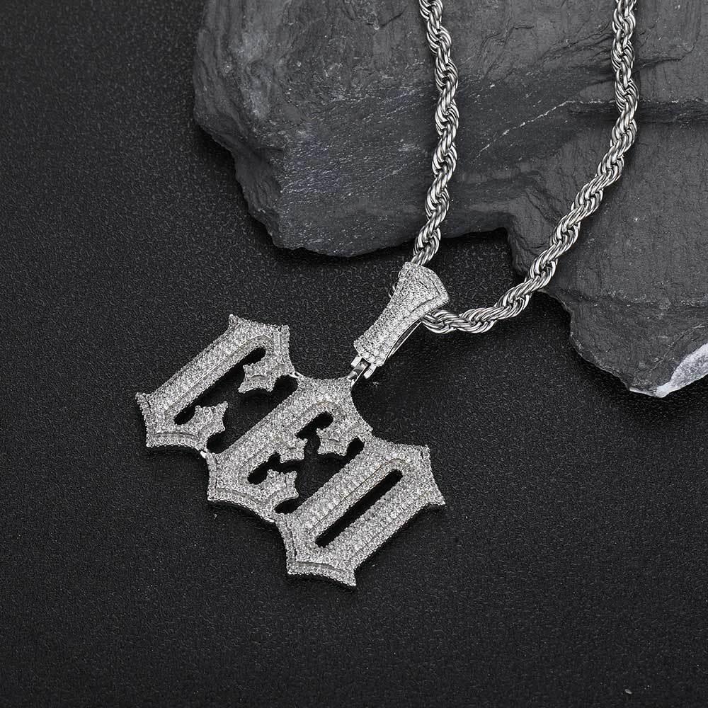 Custom Spiked Letter Pendant Necklace with Zircon Stones for Men | Caratix Jewelry - CaratixJewelry
