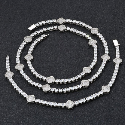 Zircon Tennis Chain Necklace with Spring Clasp Four-Prong Setting for Men | Caratix Jewelry - CaratixJewelry