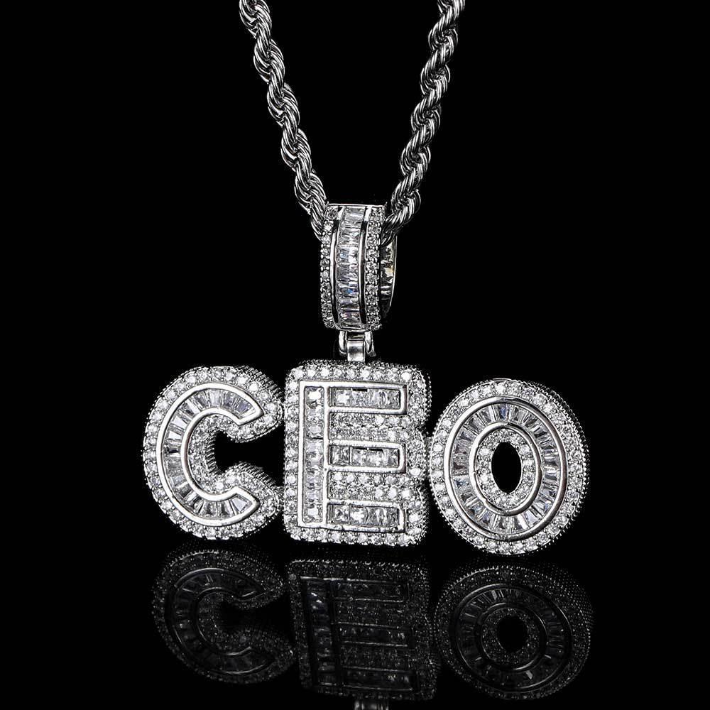 Custom Iced-Out Letter & Number Pendant Necklace with Micro-Pave Zircon Stones for Men and Women | Caratix Jewelry - CaratixJewelry