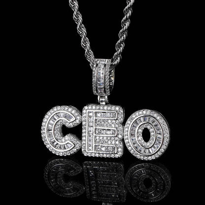 Custom Iced-Out Letter & Number Pendant Necklace with Micro-Pave Zircon Stones for Men and Women | Caratix Jewelry - CaratixJewelry