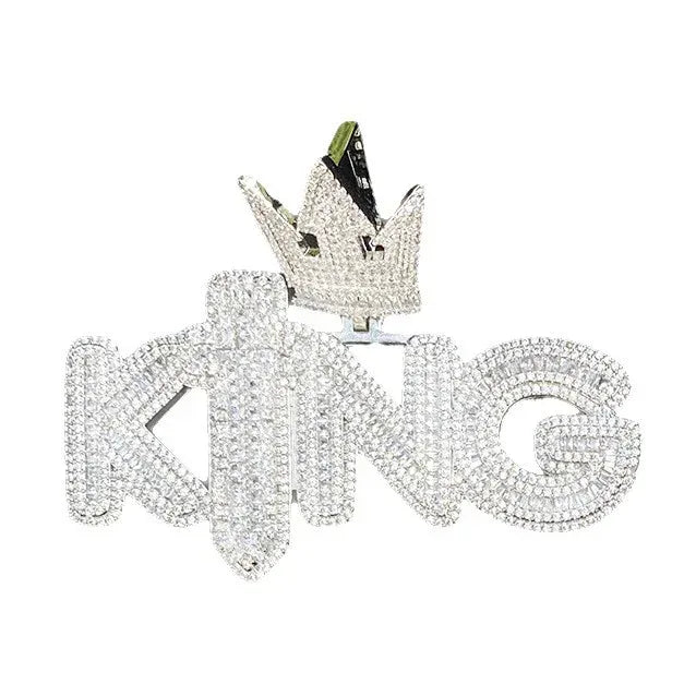 Iced Out Crowned KING Pendant | Men's Royal Statement Necklace - CaratixJewelry
