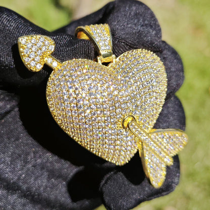 Romantic Heart Pendant Necklace | CZ Hip Hop Unisex Trendy Fashion Jewelry - CaratixJewelry