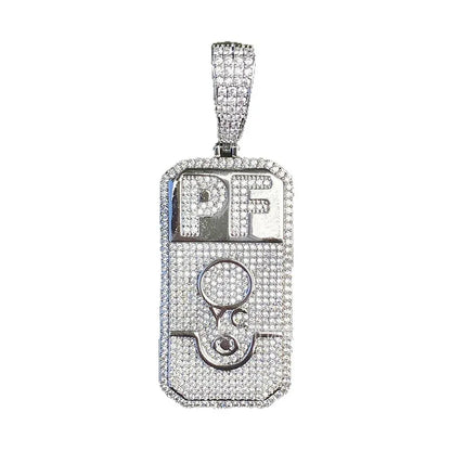 Heavy Industry "PF" Square Pendant | Men's Niche Design Rapper Necklace - CaratixJewelry