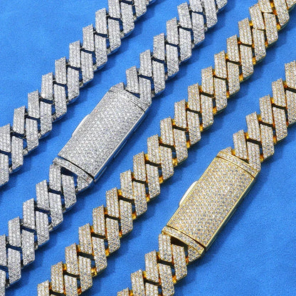 Iced Out Cut Cuban Bracelet Triple Row Zircon Cuban Link Chain Style - CaratixJewelry