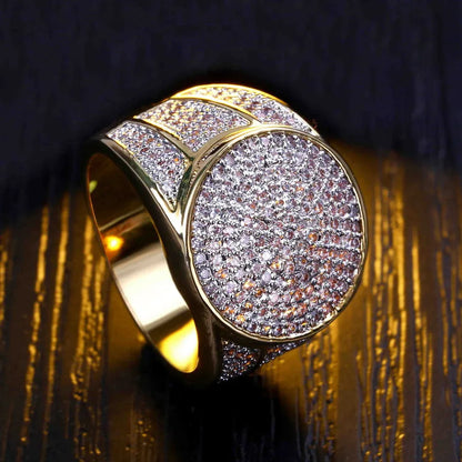 Men's Oval Iced Out Business Ring | Luxury Pave Zirconia Band | Caratix