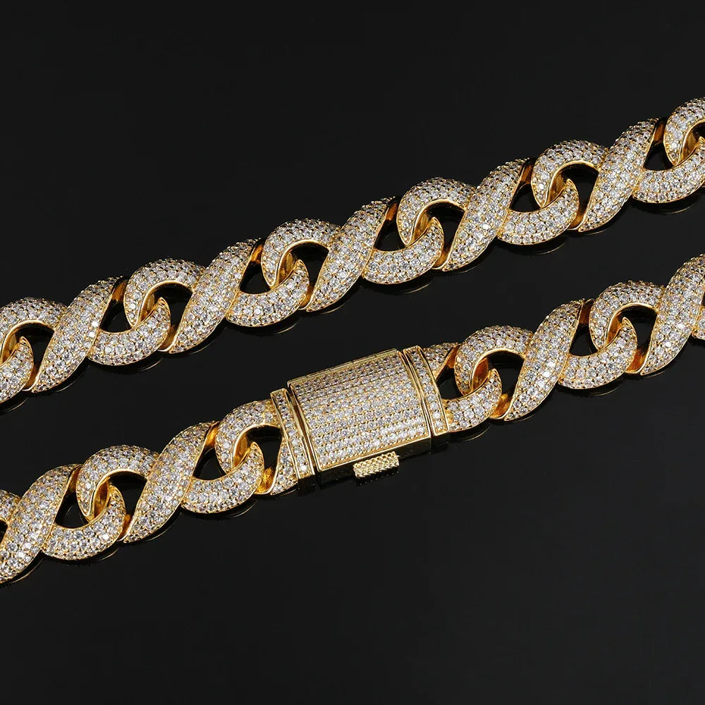 15mm Figure 8 Cuban Zircon Hip Hop Bling Necklace - CaratixJewelry