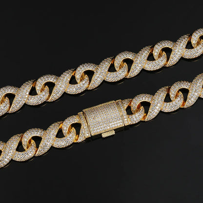 15mm Figure 8 Cuban Zircon Hip Hop Bling Necklace - CaratixJewelry