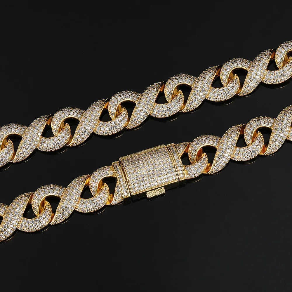 15mm Figure 8 Chain Bracelet Zircon Hip Hop Jewelry for Men | Caratix Jewelry - CaratixJewelry